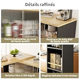 KOMHTOM meuble bar extensible noir, plateau pivotant 120 cm photo 6