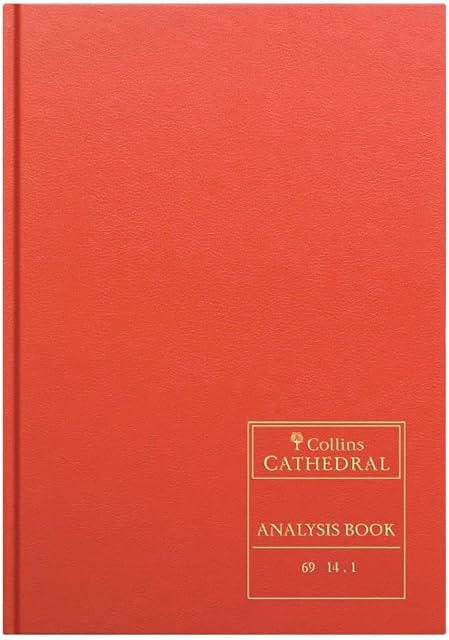 Collins Debden Ltd 060602 69 Series Cathedral A4 Analysis Book, 14 Cash Columns, 96 Pages, Red