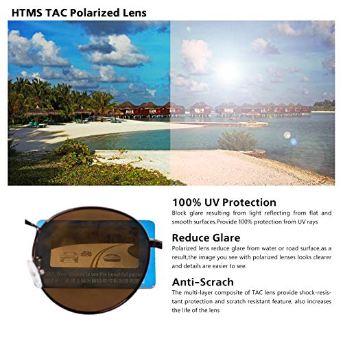 Image of Small Round Polarized Sunglasses Retro Men Women Mirrored Lens Metal Frame Circle Sun Glasses Shades