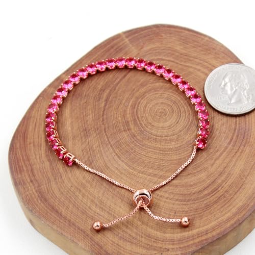 Uloveido Fashion Adjustable Slider Bolo Clasp Tennis Bracelet for Women Hypoallergenic Purple Pink Blue Green Cubic Zirconia Bracelets Gift Y40433