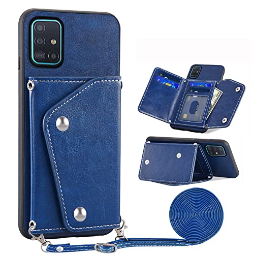 Étui Samsung Galaxy A51 4G bleu à clapet magnétique et verre de protection d'écran ultra net