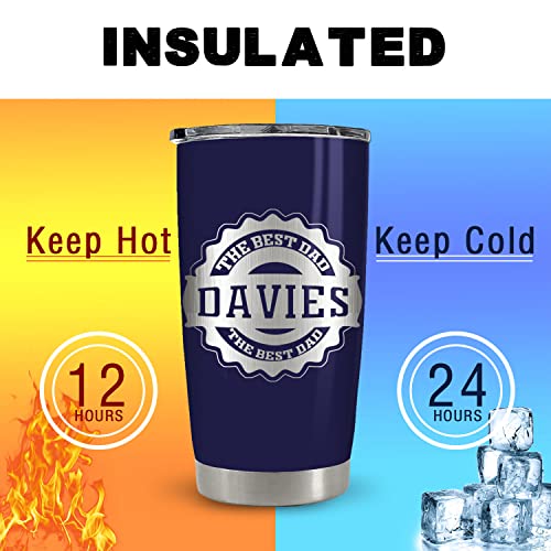 Father's Day Gifts Personalized Tumblers With Engraved Name, Custom 20Oz Coffee Mugs Gifts For Men Dad, Double Side Print Stainless Steel Travel Cup, Dad's Coffee Tumbler #TOP4