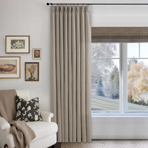 Image of Taupe 84 Inches Long 60 Inch Wide Curtains Pinch Pleated Semi Sheer