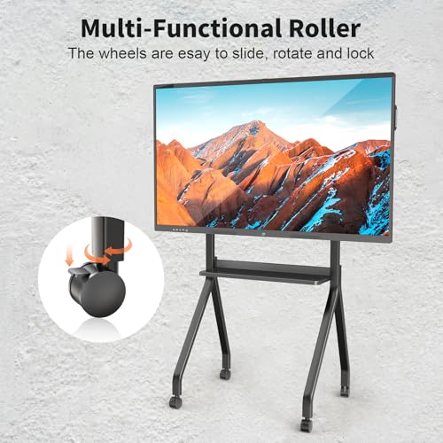 Image of Portable Smart Board Stand with 4 Lockable Wheels, Interactive Whiteboards for Home /School /Office, Heavy Duty & Easy Install 75-85 inch