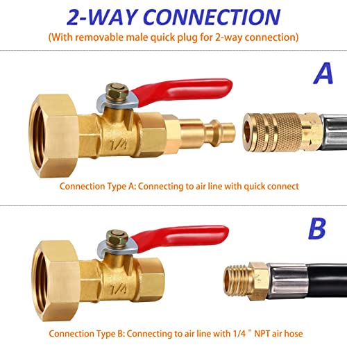 Anptght Winterize Blowout Adapter Rv Water Hose 1/4" Male Adapter Plug 3/4" Female Garden Hose Quick Connect Rv Winterizing Air Nozzle Rv Antifreeze Pump Kit Sprinkler Blowout Fitting Ball Valve #TOP2