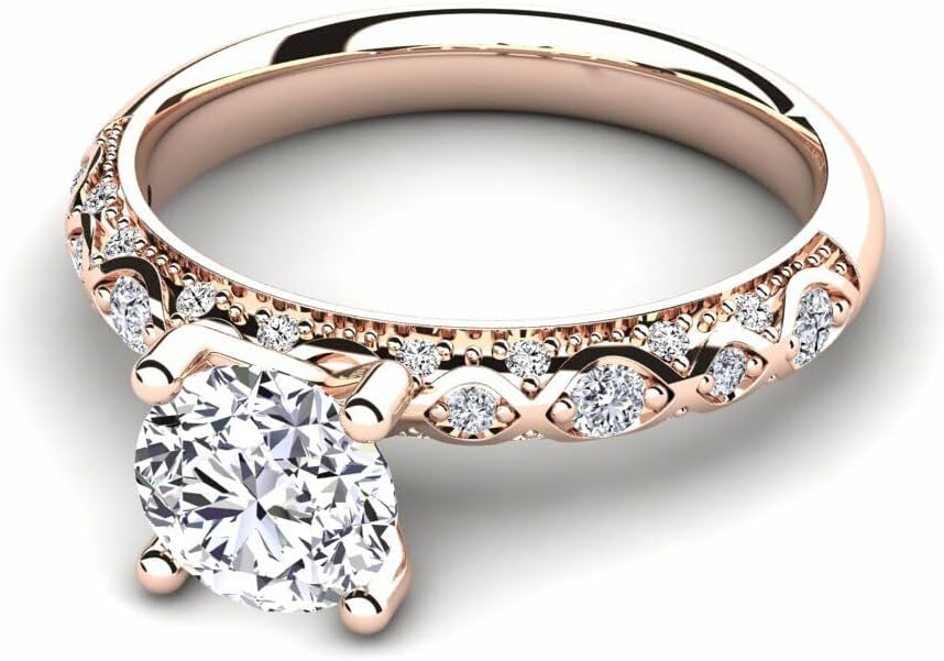 1-2 Carat IGI Certified Lab Grown Diamond Vintage Engagement Ring for Women Round Cut Diamond Wedding Ring for Her in 10k 14k 18k Solid Gold (D Color, VVS Clarity)