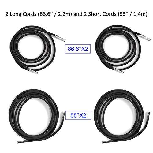 Image of Replacement Cords for Zero Gravity Chair 4 Cords Patio Recliner Repair Laces for Lounge Chair Bungee Chair Antigravity Chair (Black)