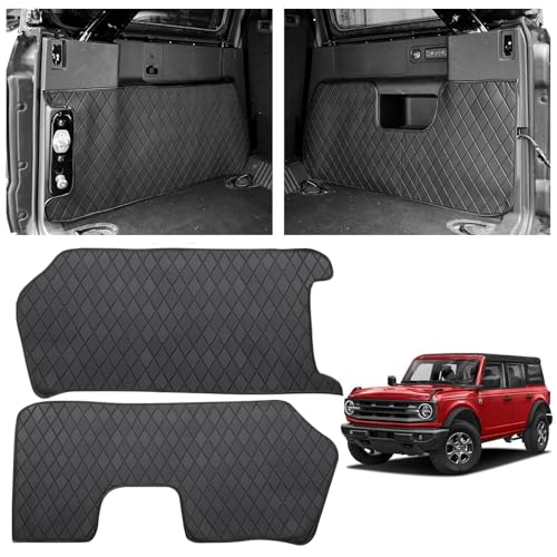 MAIKER Trunk Protector Mats Compatible with Ford Bronco 2021 2022 2023 2024 4-Door Cargo Sidewall Protector Trunk Sidewall Protector Mats Black PU Leather Interior Accessories