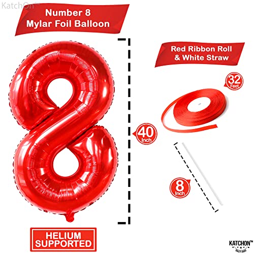 Image of KatchOn, Giant Red 8 Balloon Number - 40 Inch | Number 8 Balloon