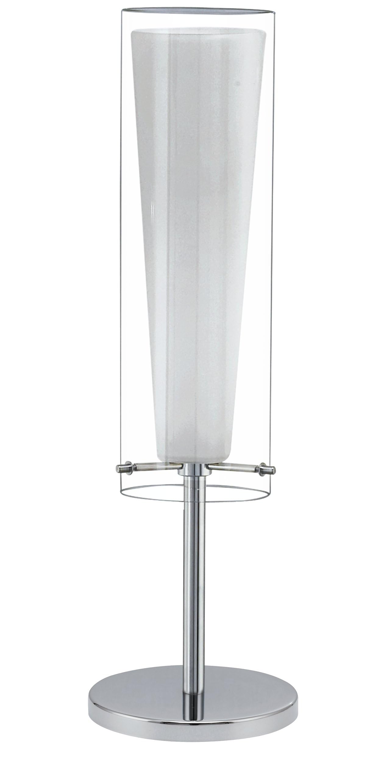 Eglo Lampe de chevet Pinto, lampe de table à poser en acier chromé, verre