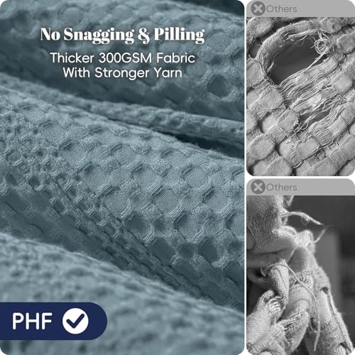 Image of PHF Soft Waffle Comforter Set Queen Size- Comfy Breathable Waffle Weave Comforter with 2 Pillow Shams, 3 Pieces Less Snagging Lightweight Textured Bedding Set for All Season, Stormy Blue