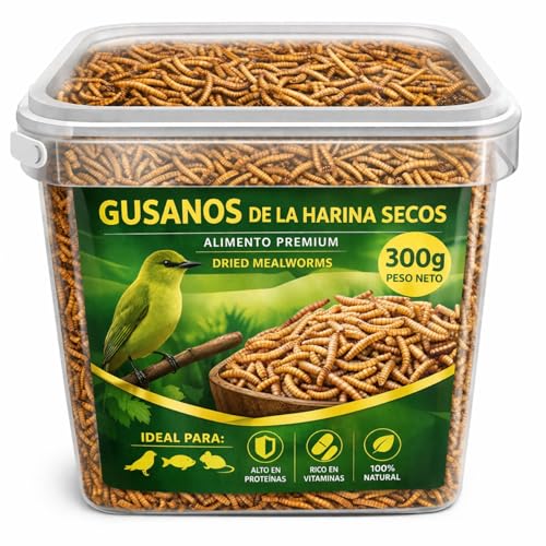 AF® vers de Farine Séchés Premium 300g / 2.5L Ver de Farine Deshidraté 52% Protéines, Snack Naturel pour Hérisson, Reptiles et Rongeurs, 100% Naturel sans Additifs...