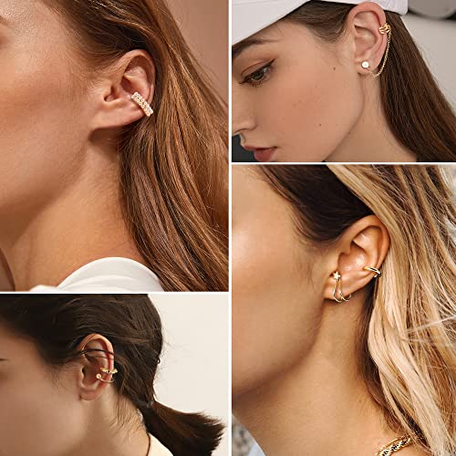Dochais 52 Pcs Ear Cuff, Helix Cartilage Clip On Earrings Ear Cartilage Clip On Wrap Earrings Ear Cuffs For Women Men Non Piercing Ear Clip Fake Earrings Cartilage(Gold/Silver) #TOP2