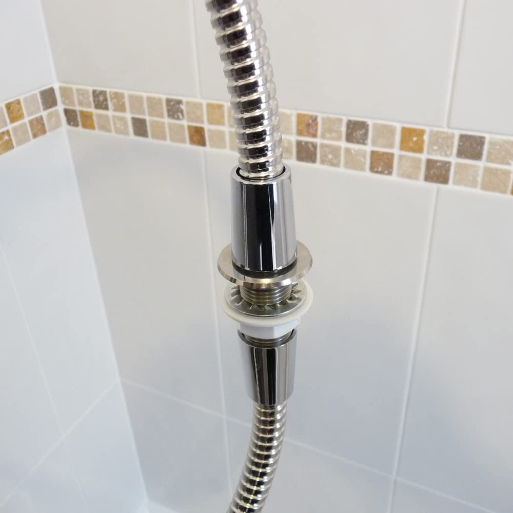 Conector de manguera de ducha a través de bañera, reemplaza a través del bisel de manguera de ducha para evitar fugas y daños por agua, acero inoxidable, fabricado en Reino Unido.