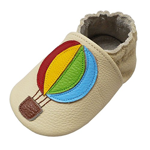YALION Leather Baby Moccasins - Soft Sole Baby First Walking Shoes for Toddler (2-3 Years, Beige)