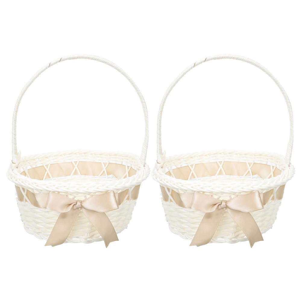 VALICLUD Lot de 2 paniers à fleurs tissés à la main élégants pour accessoires de mariage pour décoration ou panier cadeau de mariage