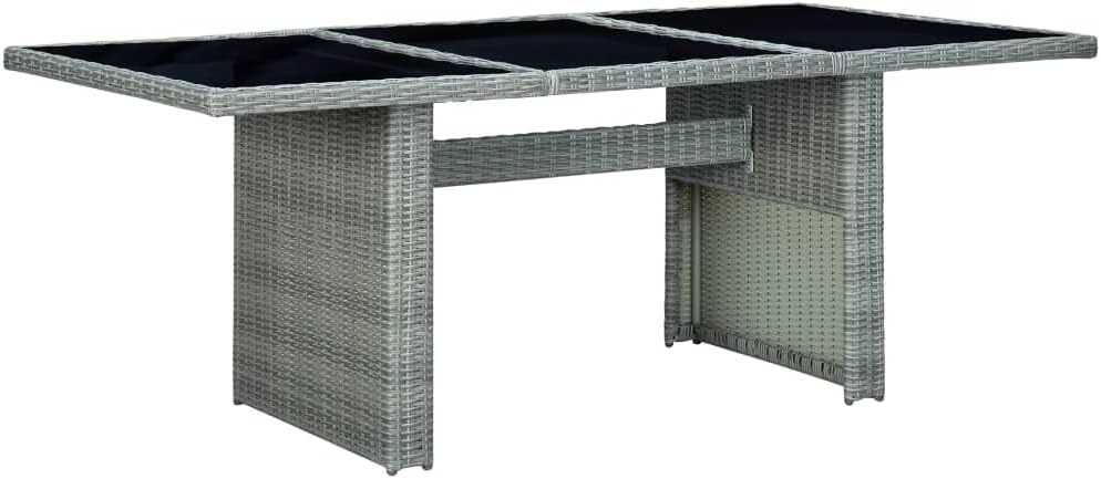 Garden Coffee Table Light Grey and Black Synthetic Poly Rattan Outdoor Patio Furniture Rectangular Patio Table for 6 People Versatile Weather-Resistant Design
