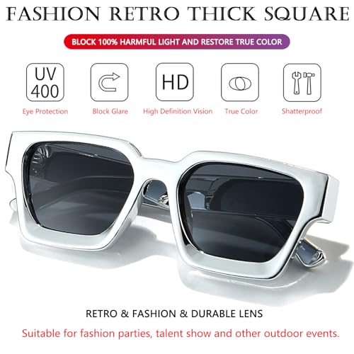 Image of AIEYEZO Square Sunglasses for Women Men Square Thick Frame Sun Glasses Simple Designer Style Shades
