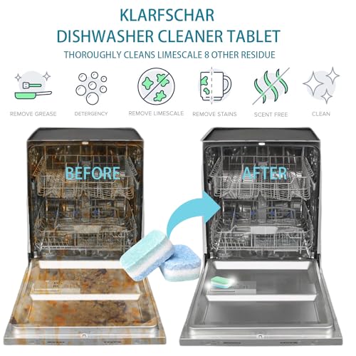Image of Dishwasher Cleaner and Deodorizer Tablets. 18 Dishwasher Cleaner Tablets Helps Remove Limescale and Odor,For All Machines Including Heavy Duty And Septic.