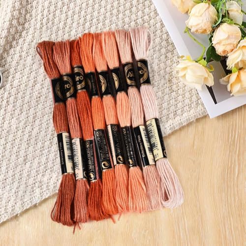 Image of 8 Skeins 70 Yards 6 Ply Variegated Cross Stitch Floss Gradient Friendship Bracelet String Colorful Polyester Embroidery Threads Yarn Bulk for Sewing Making Jewelry Needlecraft Knitting DIY