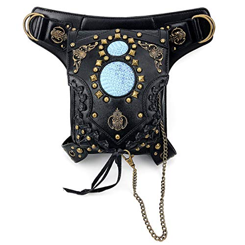 Cestlafit Mujer Hombres Cuero Steampunk Bolso Vintage Hombro Gótico Cintura Packs Pierna