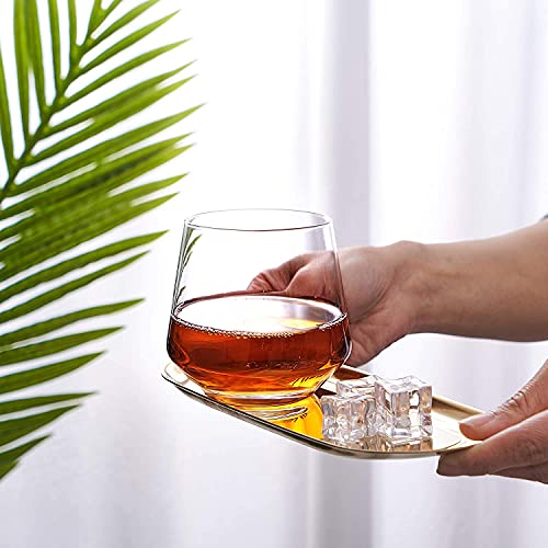 Image of WRINGO 300 ML Diamond Whiskey Glasses, Set of 2 Amber Glassware, Modern Ideal Glasses for- Rocks, Scotch, Bourbon, Liqueur, Cocktail and Cognac