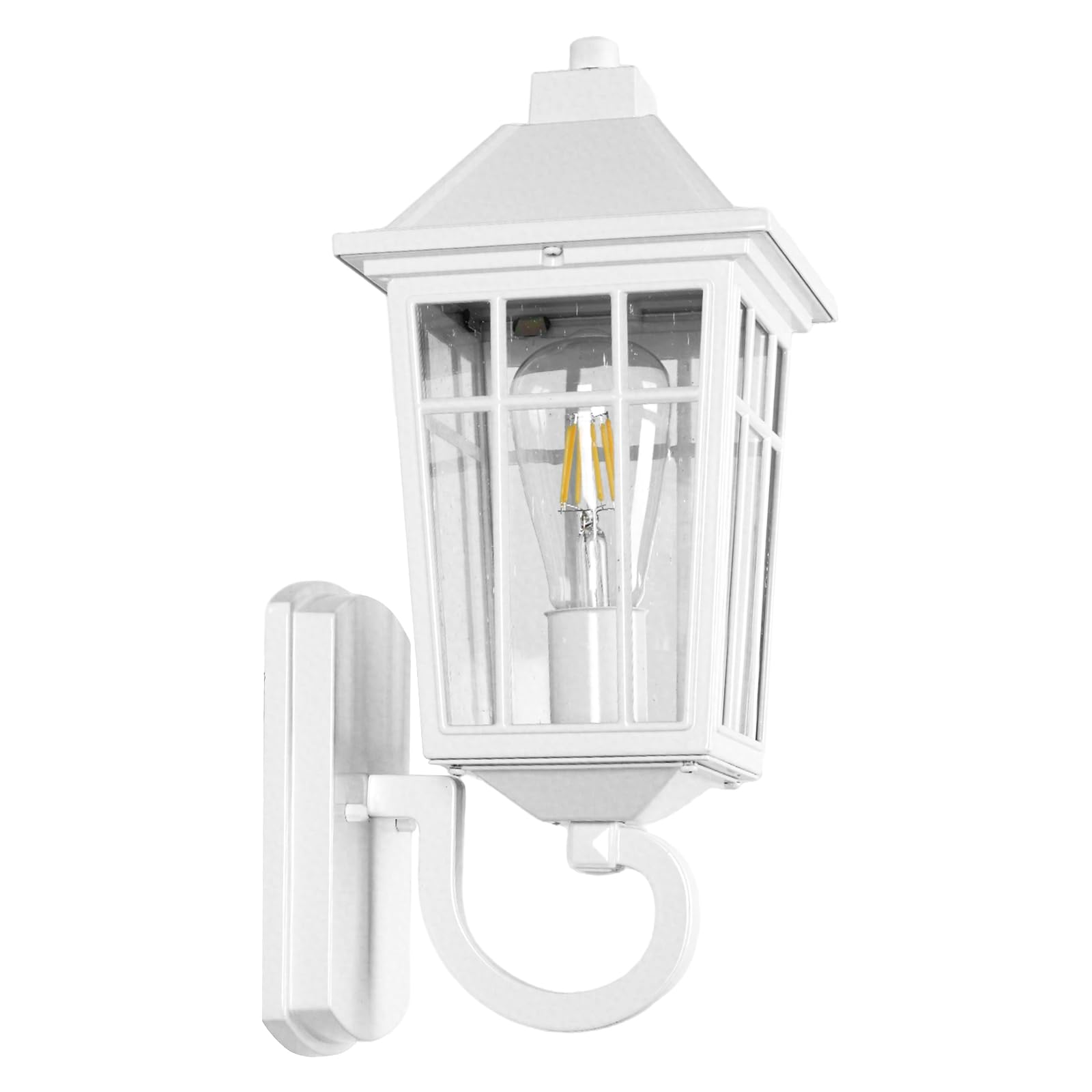 JYZ 15" White Exterior Wall Lantern, Anti-Corrosion Outdoor Wall Lamp with Seeded Glass Cover, Dust Resistant Outdoor Decor Lighting for Front Door, Garage, Yard, Lawn, Country Home Outdoor Decoration
