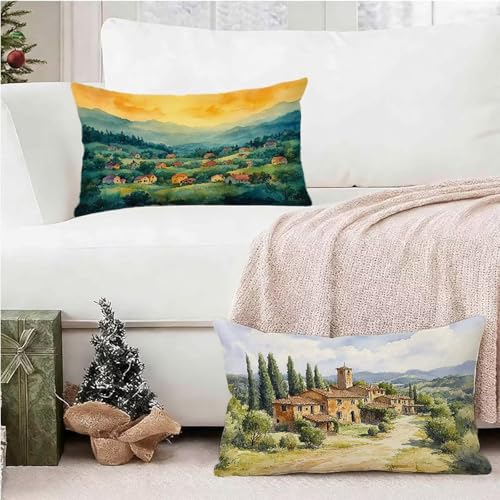 Taie oreiller 40x70 vert housse coussin rectangulaire lin canapé salon - 4