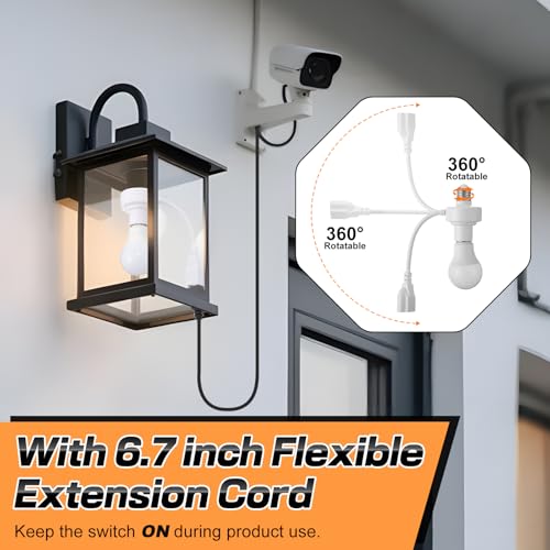 Enhon 1 Pcs 3 in 1 Light Socket Outlet Adapter, E26 Light Socket to Plug Adapter with Extension Cord, 3 Prong Bulb Outlet Converter for Indoor Outdoor Garage, Porch, Patio, Camera, LED Strip (White) by Enhon - Image 3