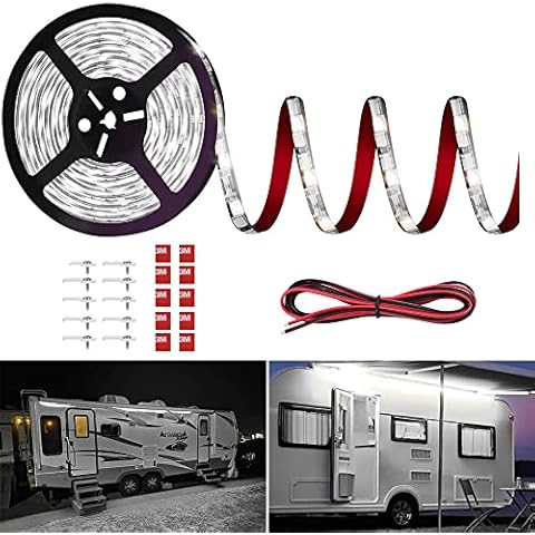 Vbakor RV Awning Led Lights,12V 20FT Camper Awning Lights for Camper Motorhome Travel Trailer Concession Stands Food Trucks, Waterproof RV Exterior Awning Light Strip for Party BBQ Cover
