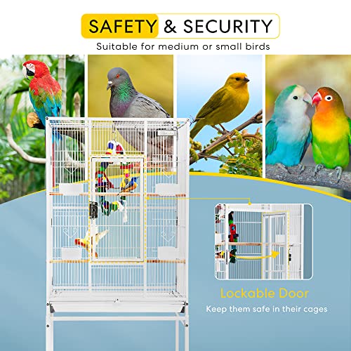 image for VIVOHOME 54 Inch Wrought Iron Large Bird Flight Cage with Rolling Stan