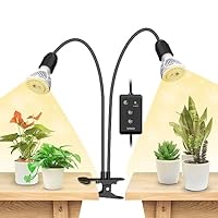 SANSI LED Pflanzenlampe für Zimmerpflanzen, 300W Vollspektrum 2-Kopf Clip On Pflanzenlicht mit Timer 4/8/12 Stunden, 360° Schwanenhals, Wachstumlampe mit hoher PPFD für Indoor Pflanzenwachstum
