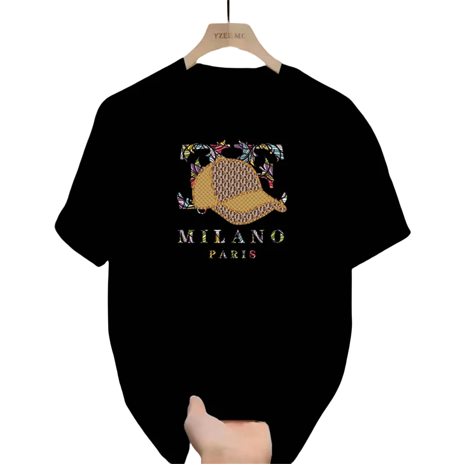T-Shirt Homme À Chapeau Coloré mode été haut manches courtes coupe mode
