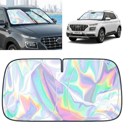 for Hyundai Venue 2020-2025 Windshield Sun Shade - Foldable Windshield Cover Sun Shade for Venue Accessories Protect Car from Sun Rays Overlapping UV Reflective Window Sunshade