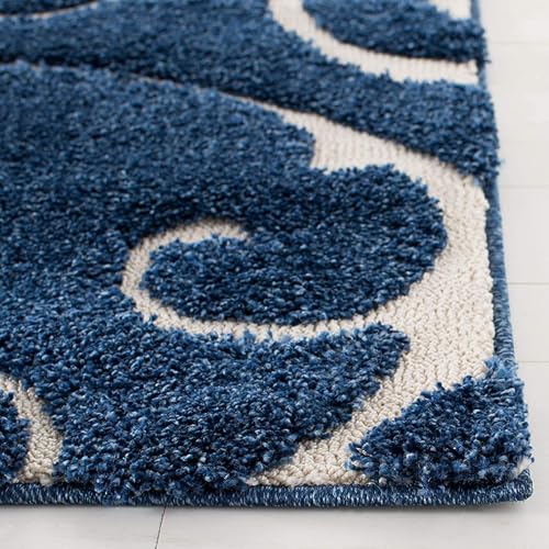 Image of Anti Slip Soft Shaggy Carpets for Living Room Bedroom Hall Kitchen Home Modern Fluffy Rugs Size 3x5 Feet Color Blue