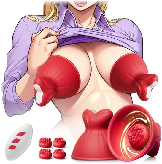 Sex Toys Nipple Vibrator for Women - 5IN1 Nipple Stimulator Toy with 10 kneading Rotating Modes 4 Brush Heads Massager Vibrating Nipple Clamps juguetes sexuales Rose Adult Sex Toy for Woman Couples