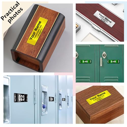 Image of Engraved Custom Name Plate Adhesive Backing Personalized Memorial Plaque | Stainless Steel Metal Small Decorative Customize Name Tag for Mailbox, Trophy, Pet Urn, Picture Frame, Art Tag, Locker