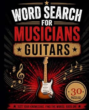 Paperback Word Search for Musicians: Guitars Book