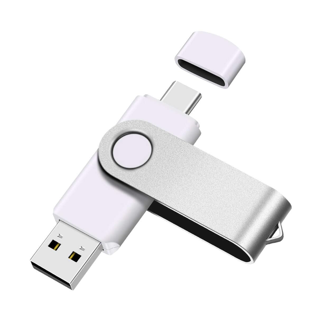 Yaxiny USB C Flash Drive 32GB 1 Stück, OTG USB C Pen Drive, USB 3.0 und USB C Flash Drive, Typ C Speicherstick für USB A+USB C Android Smartphone Metall Weiß