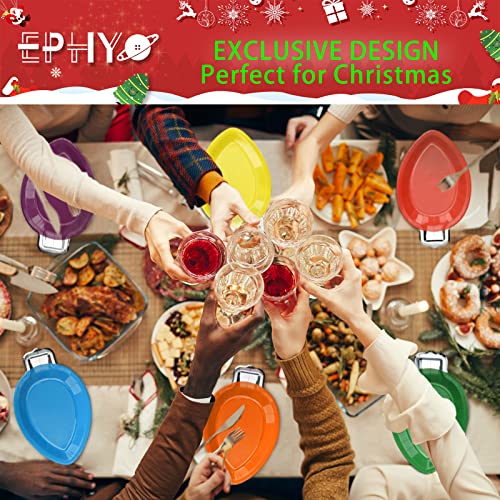Ephyo 48Pcs Christmas Paper Plates Multi-Color Disposable Dinner Party Plates Oval Holiday Dinnerware For Dessert Salad Appetizer Cookies #TOP6