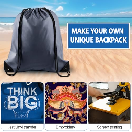 Image of KUUQA 25Pcs Gray Drawstring Bags - String Backpacks for Gym, Sport, Traveling