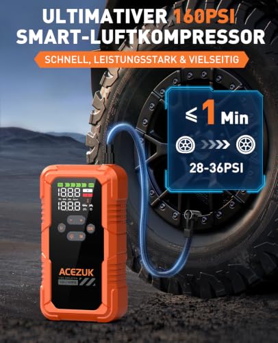 ACEZUK 9000A Starthilfe Powerbank mit Kompressor 160 PSI – Ansicht 3