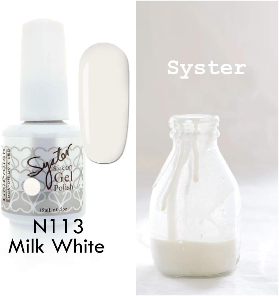 SYSTER 15ml Nail Art Soak Off Color UV Lamp Gel Polish N113 - Milk White