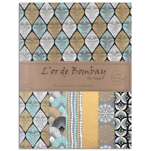 DRAEGER PARIS 1886 Or de Bombay Set de 6 Hojas, Papel, Negro/Azul, 21x28cm