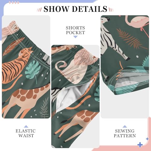 Zebra Giraffe Tiger Boys Long Pants Soft Trousers Elastic Waist Kids Lounge Bottoms with Pockets S-XL4