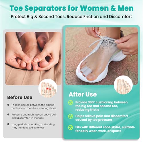 Image of Toe Protectors Women & Men, 20 Pcs Toe Sleeves (Medium), Silicone Toe Protectors - Pain Relief Toe Separators for Women, Toe Protector for Bunion Blisters, Hammer Toes, Toenails Loss
