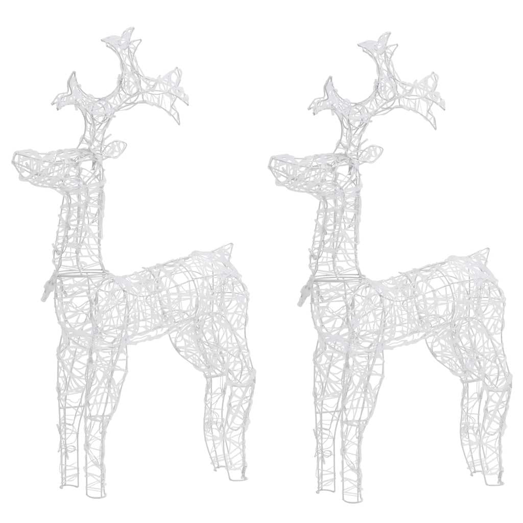Juego de 2 figuras decorativas navideñas de reno de 100 cm, acrílico luminoso, con 90 ledes, luz blanca cálida, para interior y exterior, resistente a la intemperie
