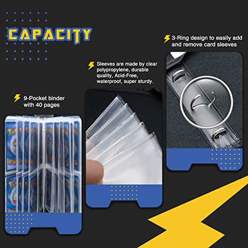 Clovercat 9 Pocket Waterproof Trading Card Binder, Trading Album Display Holder, Expandable, 720 Double Sided Pocket Album, Compatible With Gaming Cards, Yugioh, Mtg And Other Tcg #TOP2