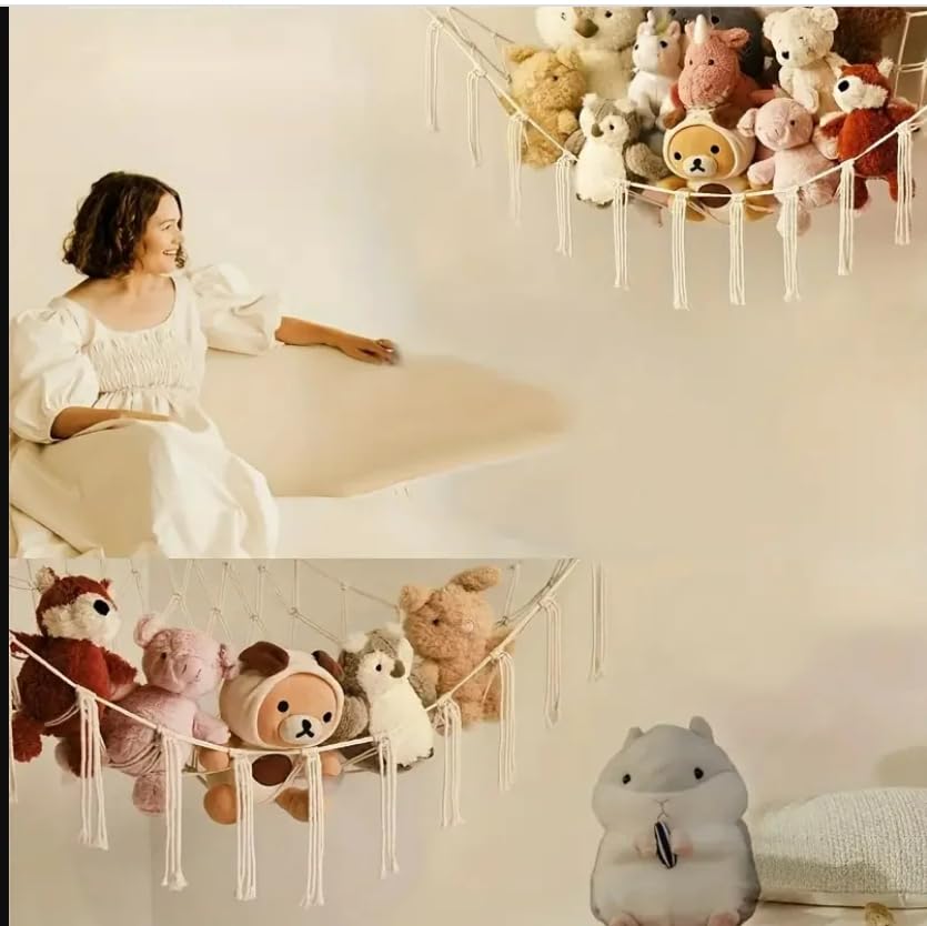 GZGYNADAST Stuffed Animal Storage Hammock Net - Toy Hammock Net for Stuffed Animals Corner - Hanging Stuff Animal Organizer Holder Large Size Baby Nursery Room Decor (Extral Large 51