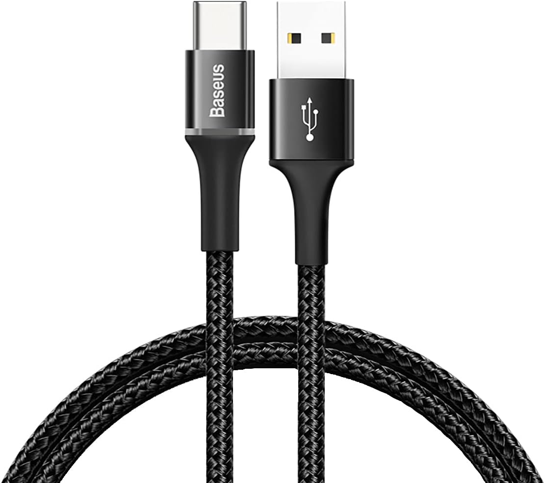 Baseus Halo, 3.0 A USB-A & USB-C Şarj & Data Aktarım Kablosu, 1 Metre, Siyah